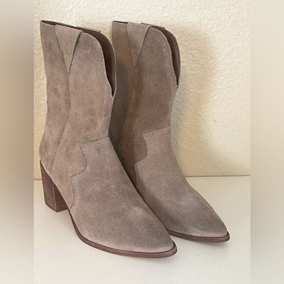 KAANAS cowgirl boots x Madewell Porto pointed toe boots in gray suede Size 9 New - Picture 4 of 11